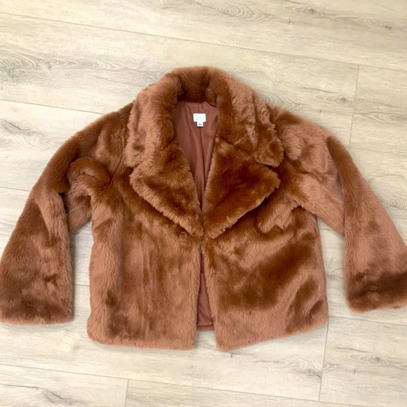 a new day Jackets & Blazers - A New Day Faux Fur Coat Large Rust Brown
